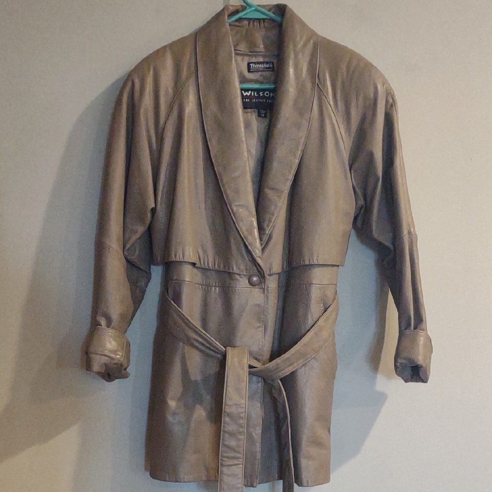 Wilsons Leather Dark Taupe Women's Xsmall 2 Snap Thinsulate(Removable) Jacket
